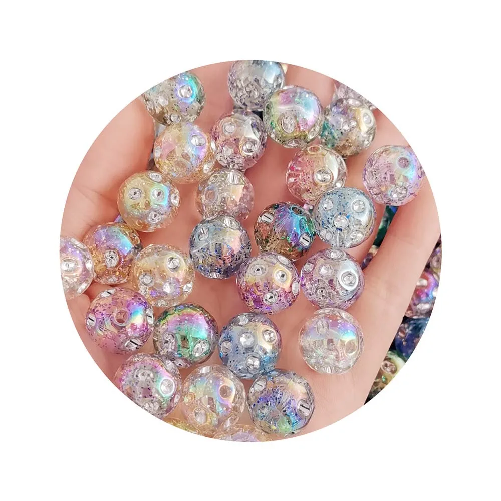 15mm Colorful Loose Crystal Acrylic Rhinestone Round Beads DIY Handmade Jewelry Accessories Beaded Pens Beads 100pcs