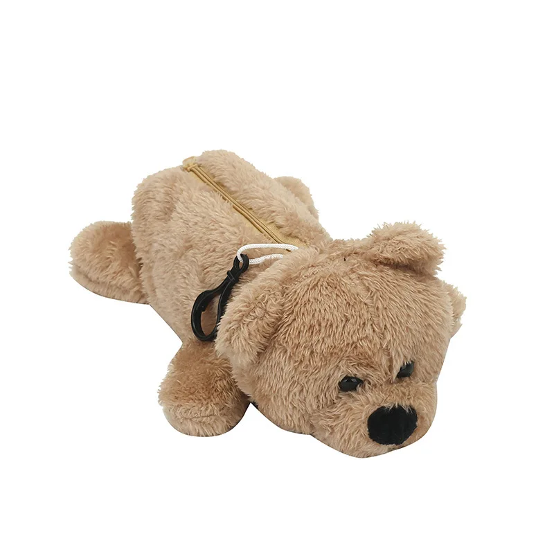 Wholesale cute and creative plush toy large capacity pencil case stationery bag girl cartoon shaped soft pen bag