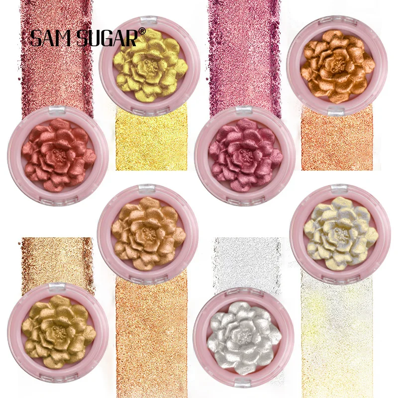 8 colors Flowers Shape Highlighter Palette Makeup Pigment Flash Highlighter Pressed Powder