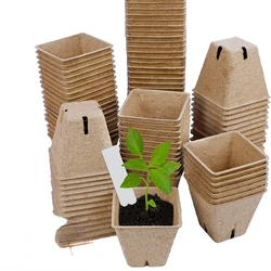 Garden Germination Tray for Flower Plant Seedling Saplings & Herb Seed Starters Kit Square Biodegradable Peat Pots Kit Plant