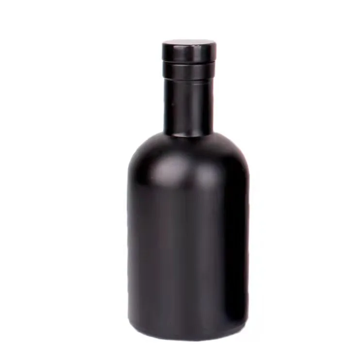 Custom 100ml 200ml 375ml 500ml 750ml 1000ml matte black vodka glass bottle liquor spirits wine bottle