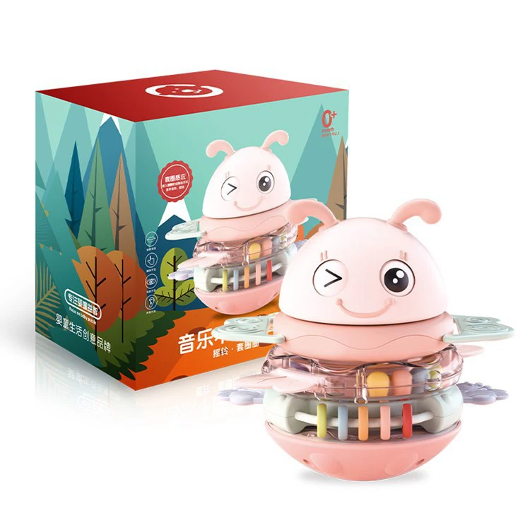 Children electronic music tumbler toy five layer stacked kids toy baby gum toy customizable packaging