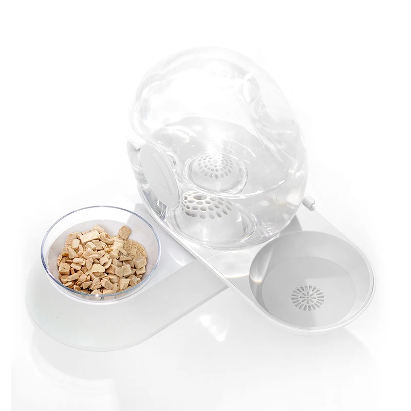 PetnessGo Double Bowls Pet Feeder for Dogs and Cats, Snail Shape Water Feeder With Bowl