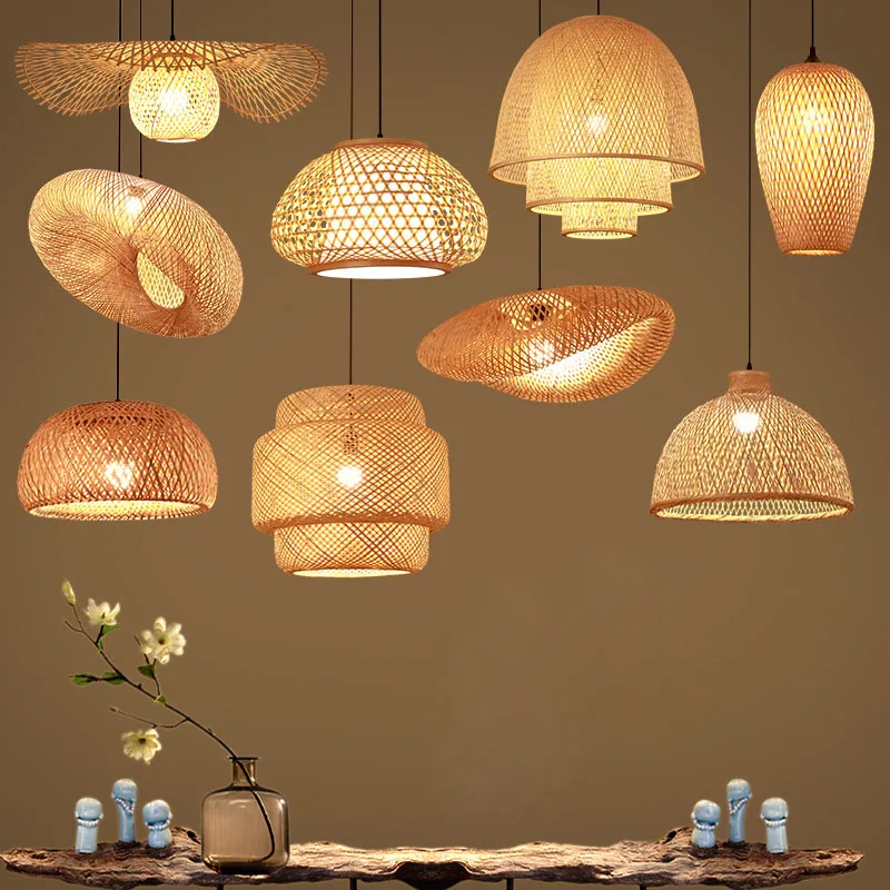 Wicker Rattan Lamp Shade Pendant Lamp Rattan Pendant Light Large Rattan Bamboo Pendant Light Chandelier