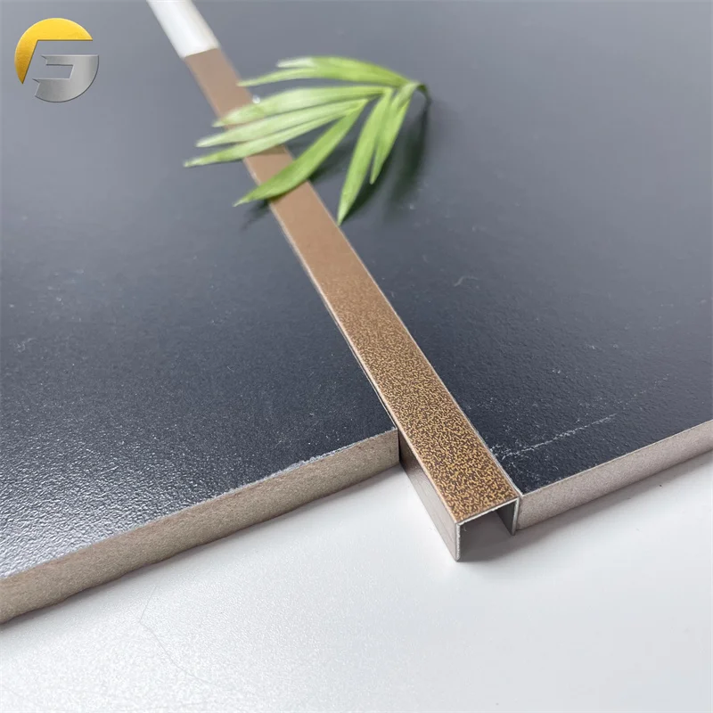 ZB0078 Factory Price Tile Accessory Embossed Finished Metal Stainless Steel Tile Trim Corner