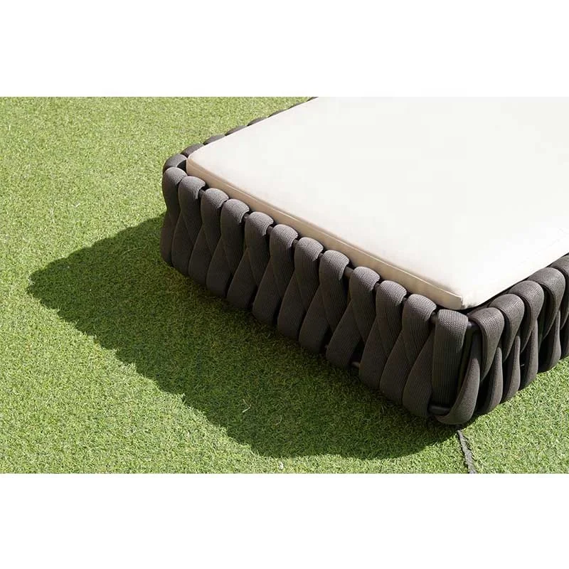 Customized luxury sun loungers modern beach sun loungers with rope woven