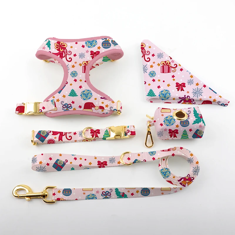Christmas print Reversible Dog Harness Walking  Best Designer Pet Harnesses for Extra Small Medium Large XL Dogs Plus Pug Breeds