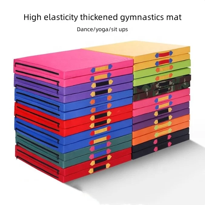 Folding Gymnastics Mat 5cm Thick PU Canvas PVC Foam 4m Length for Dance Practice Fitness Yoga Sit-ups Somersault Training