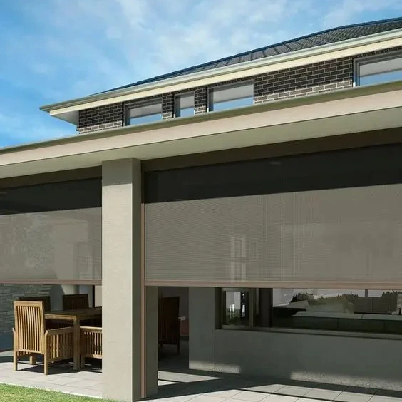 High Quality Custom Outdoor Windproof Waterproof Blinds Electric Roof Exterior Window Zipscreen Outdoor Roller Blinds