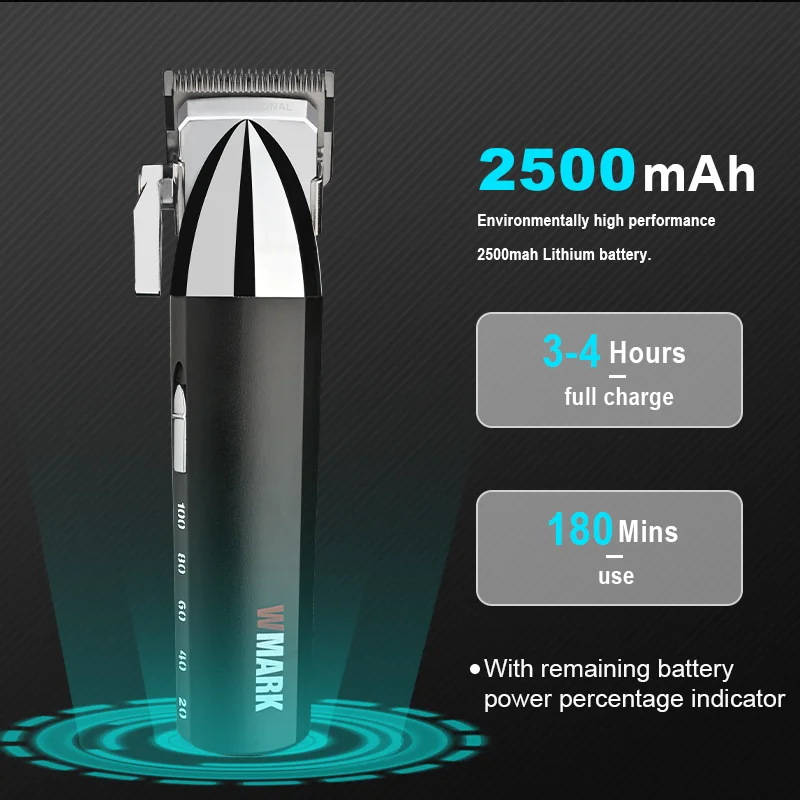 WMARK NG-2039 Wholesale Super Motor 9000RPM Rechargeable Electric Barber Mens Hair Clippers Cordless Hair Trimmers for Salon