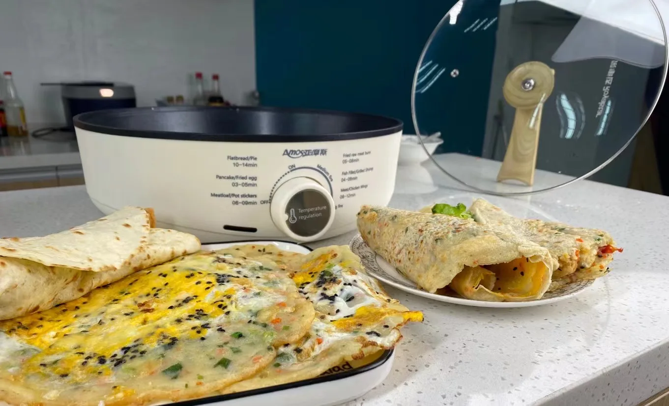 Top Quality Guarantee Electric Crepe Maker Round Stainless Steel Double Baking Grill Tool Pizza Pan