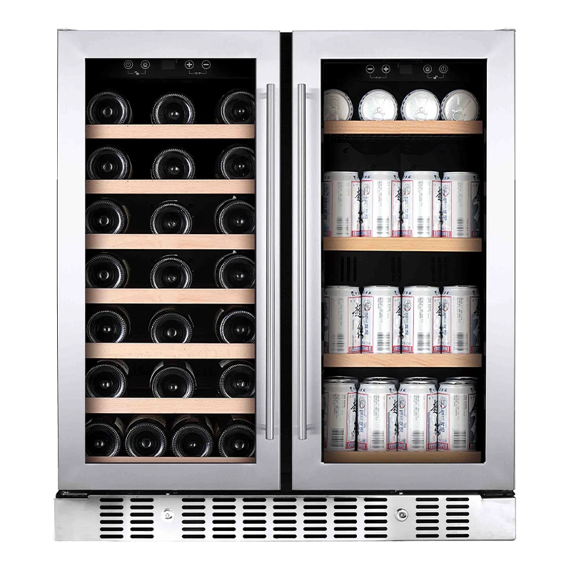 Vinopro 176L Двухзонный охладитель пива для вина и напитков холодильник с закаленной стеклянной дверью 37 бутылок + 95 банок винный погреб для коммерческих