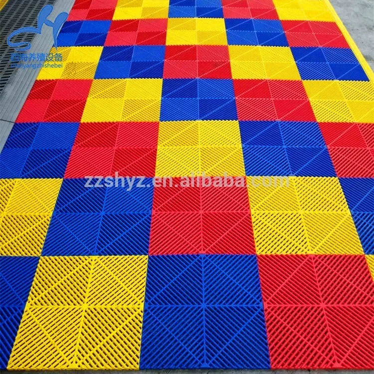 High tensile strength portable plastic garage flooring tiles modular anti slip PP floor mat drain grate for car wash room shop