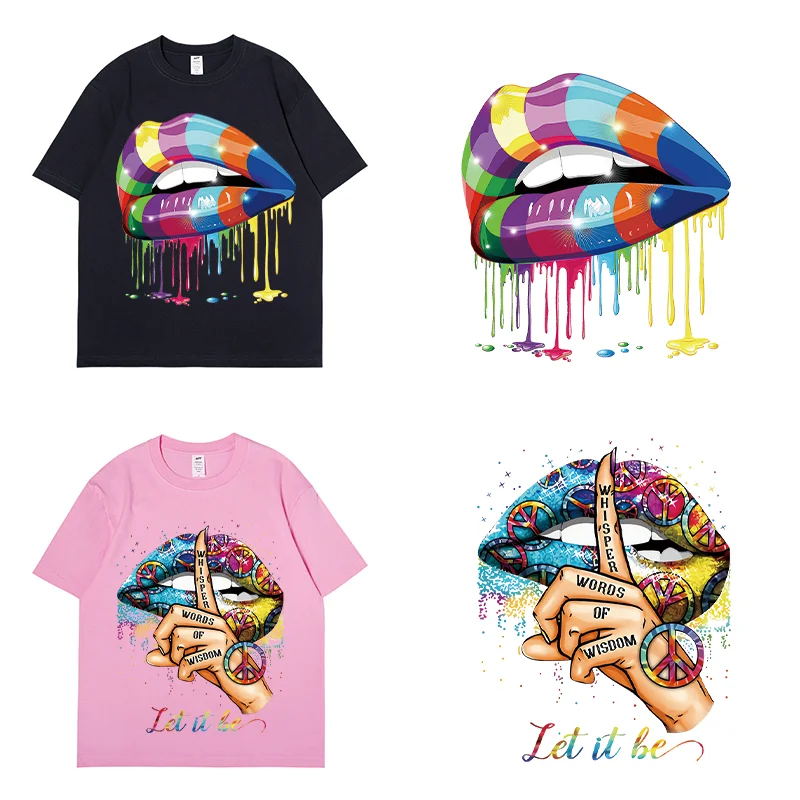 Factory wholesale High Quality lip Logo Clothing Label Thermal Transfer Printing T-Shirt Sticker DTF Thermal Transfer