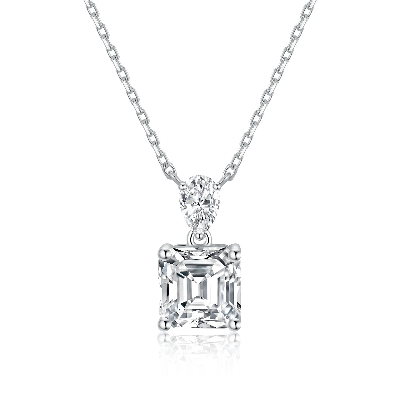 Minimalist Design Asshcer & Pear Cut Lab Diamond Two Stone Pendant Necklace Perfume Bottle Shape Necklace Gold Plated Jewelry