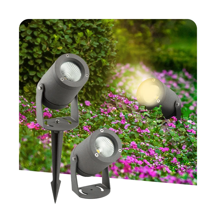 12w aluminum led spike light garden lawn light solar garden lights outdoor waterproof led spotlight
