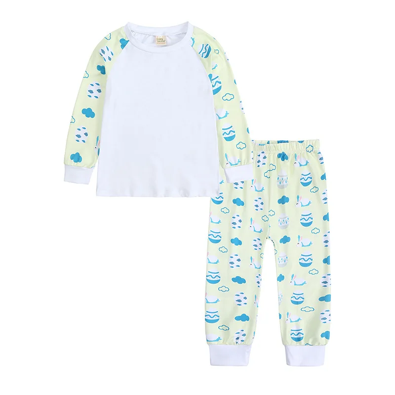 2023 New Cute Eggs Bunny Printing Cotton Pajama For Kids 1-13 Years  Easter Clothing Kids Pajamas Wholesale