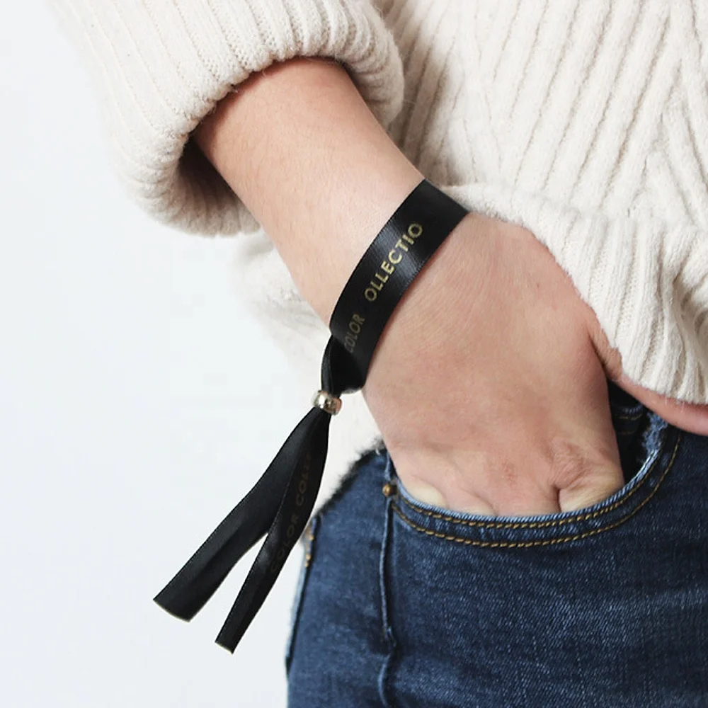 
2021 Your logo printing Event & Party satin polyester wristbands 