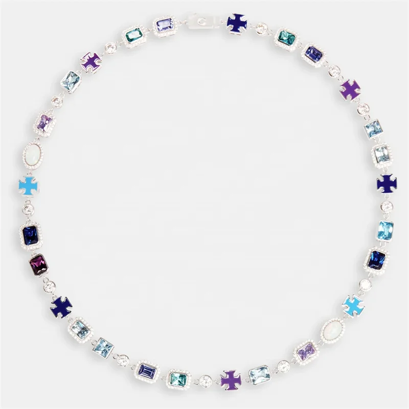 New Arrival  Fashion Jewelry Men Stree Fashion Icd Out 5A Cz Multi Color Gemstone Hip Hop Mutif Necklace