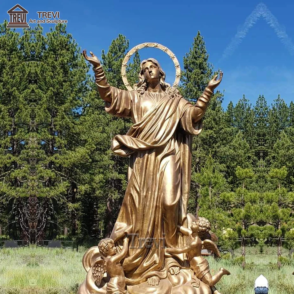 Custom Religious Cast Metal Mary Maria Brass Classic Bronze Sculpture For Church