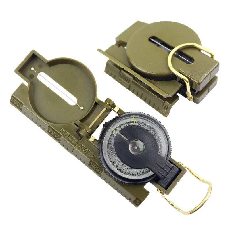 Wholesale multifunctional clamshell outdoor travel magnifying glass scale hanging ring finger needle6108