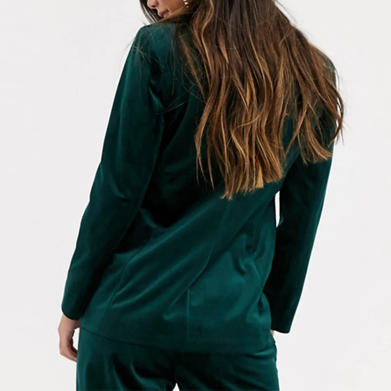 High quality fit fashion sexy forest green fashion velvet women blazer