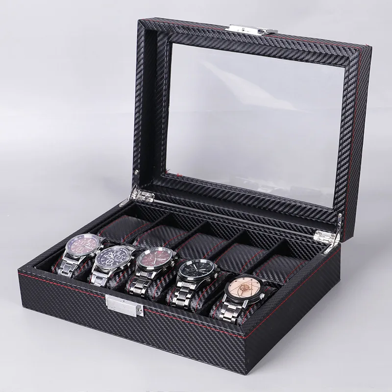Custom Carbon Fiber Leather Men Watch Display Storage Sets With Box Wholesale