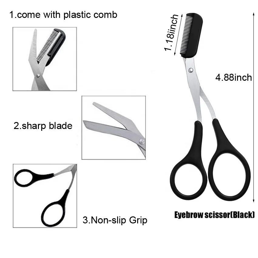 
Eyebrow Scissors Eyebrow Grooming Kit with Face Eyebrow Razor Eye Trimmer Brush and Comb for WomenEyebrow Tweezers lash 