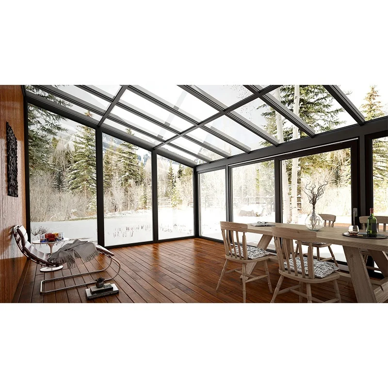 Стеклянный садовый домик 4 сезона плоская сплошная крыша солярий casas prefabricadas готовые солярии стеклянные домики