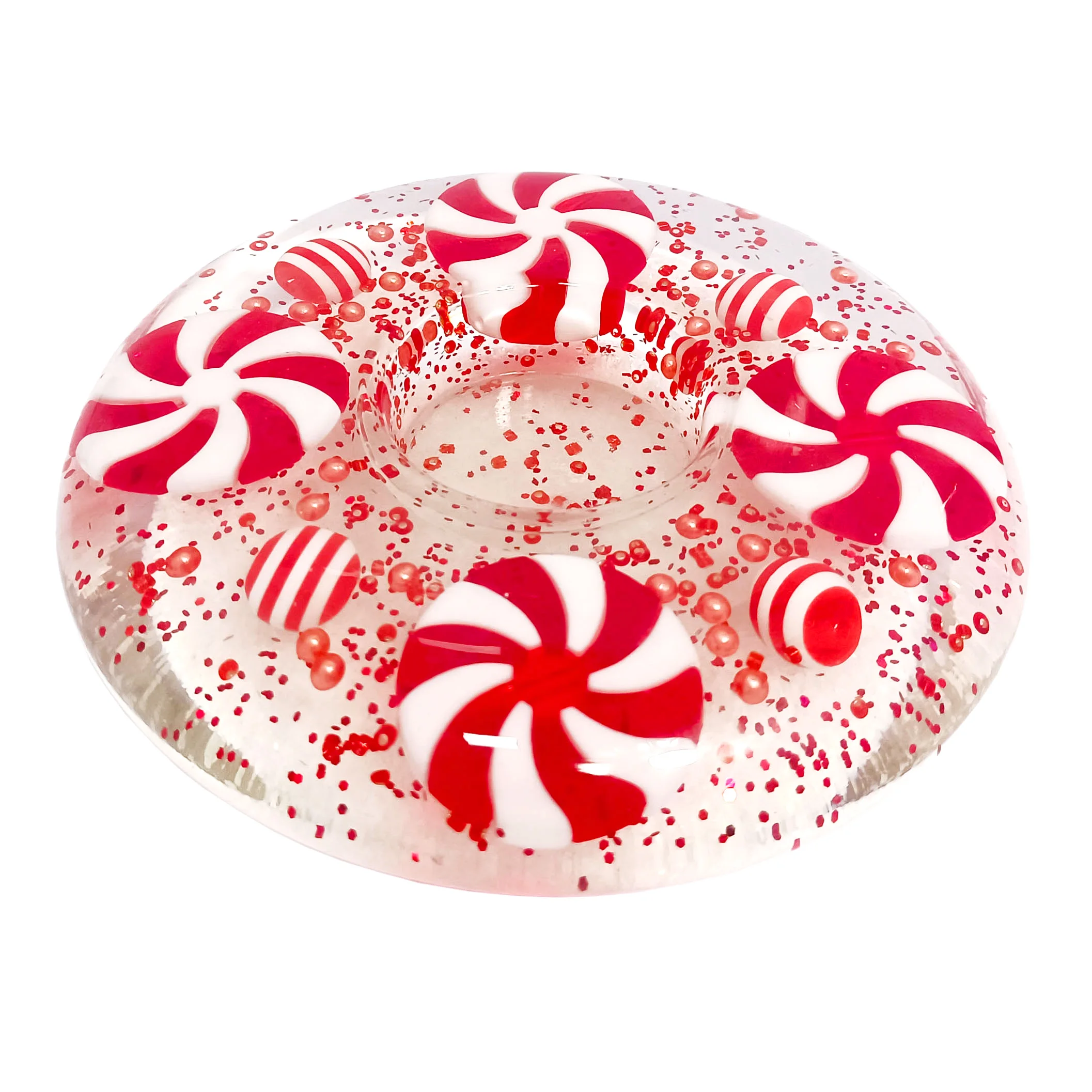 Christmas Large UFO Shape Glass Holder Filled Gel Candy Beads Tealight Candle Holder for Decoration