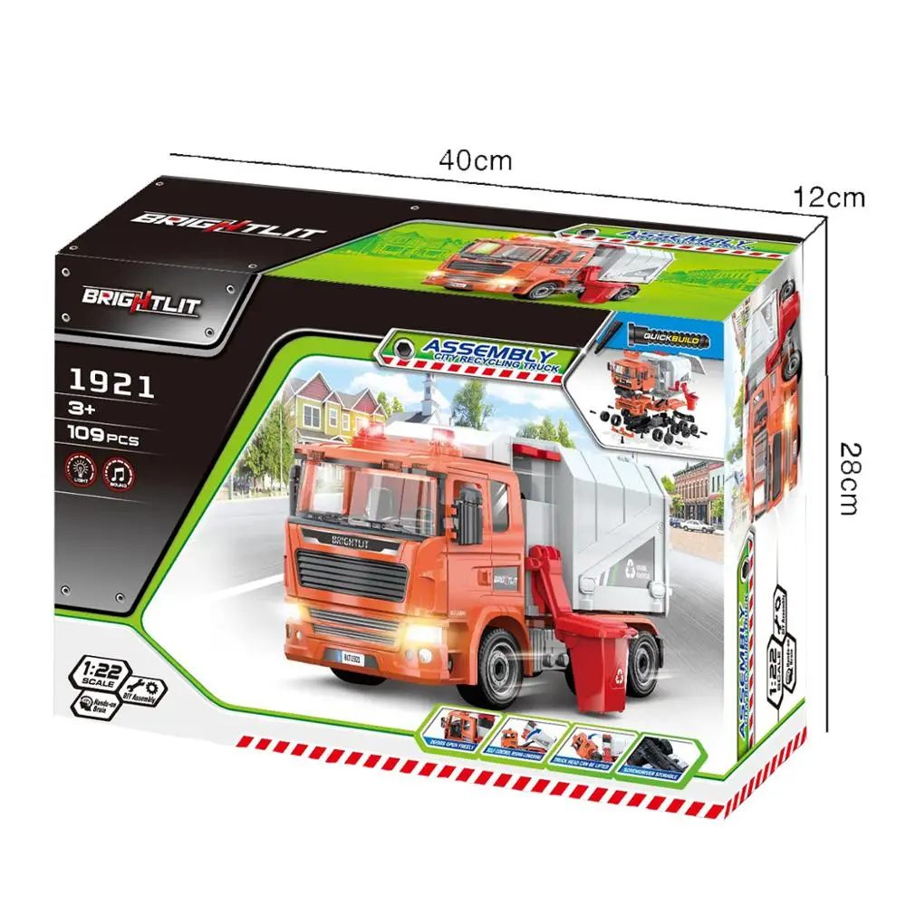DIY toy whole sale Assembly Truck 109pcs Environmental Protection Vehicles with music lighting intelligent Toys For Kids Gift