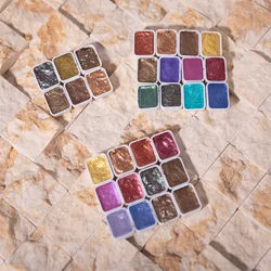 Nail Art Solid Pigment DIY Metal Pearlescent Nail Watercolor Blooming Painted Gel Solid Dyes