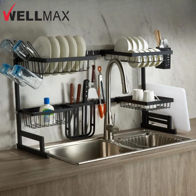 Настенный Держатель для посуды WELLMAX кухонные аксессуары Двухуровневая сушилка из нержавеющей стали