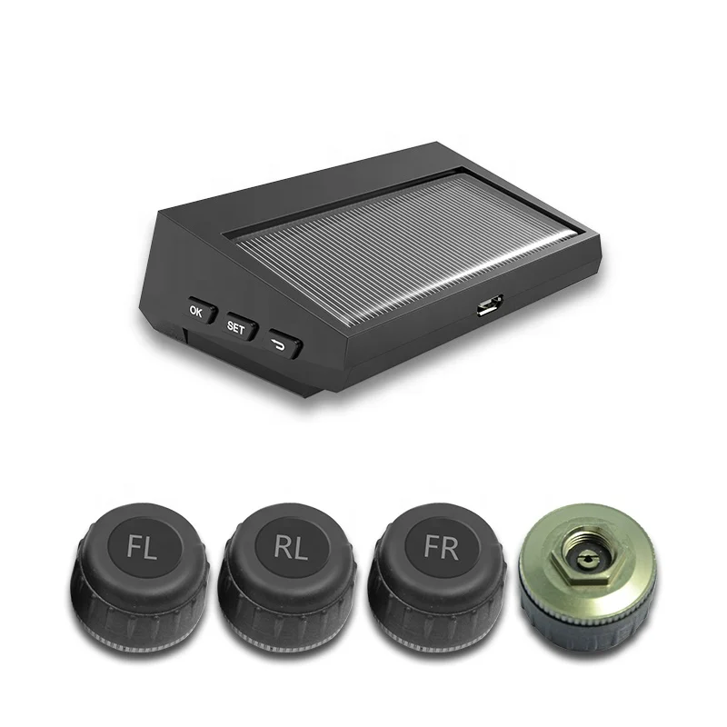 Car Tyre Pressure Monitoring System Solar Charging LCD Display Car Alarms Wireless TPMS External sensor