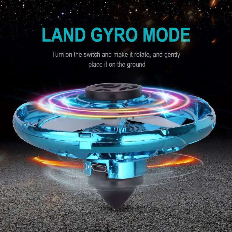 Juguetes Voladores LED Finger Fidget Drone Hand Control Spinning Top Mini Rotate Dron Tricked-out Gyro UFO Spinner Flying Toy