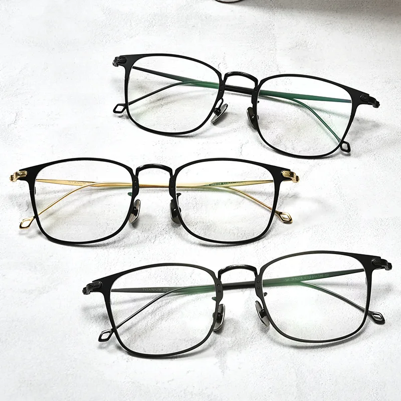 Vintage Eyeglasses Pure Titanium Frame Glasses Men Square Eyewear Classic Full Optical Prescription Eyeglasses Frames 2019