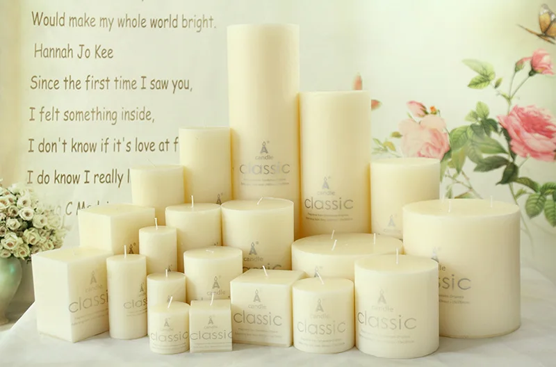 Decorative Pillar Candles White Square Or Circle Round Bougie