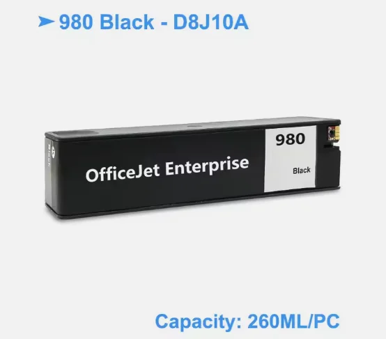 Pigment Ink For HP 980XL 980 Compatible Ink Cartridge With Dye Ink For HP Officejet Enterprise X555xh Printer