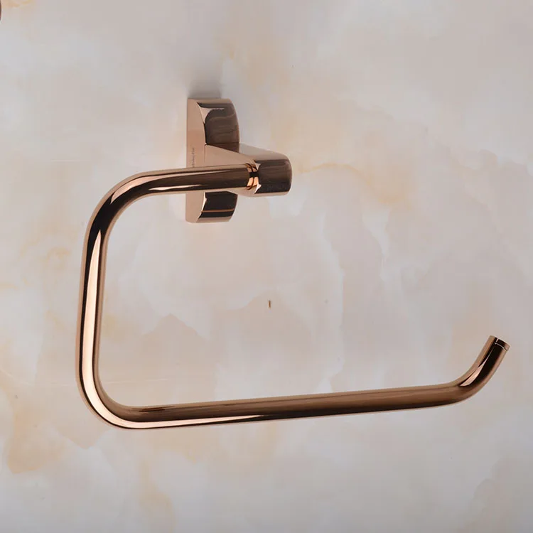 Luxury bathroom rose gold towel rail holder set