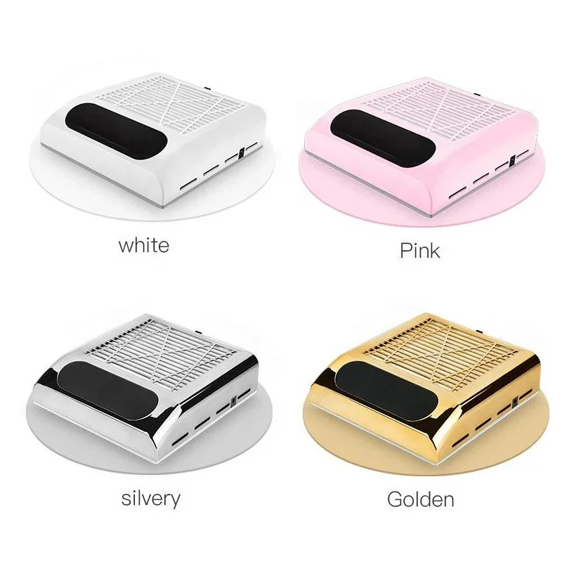 Nail Art Desk 80W white powder silver gold filter replaceable dust collection vacuum cleaner