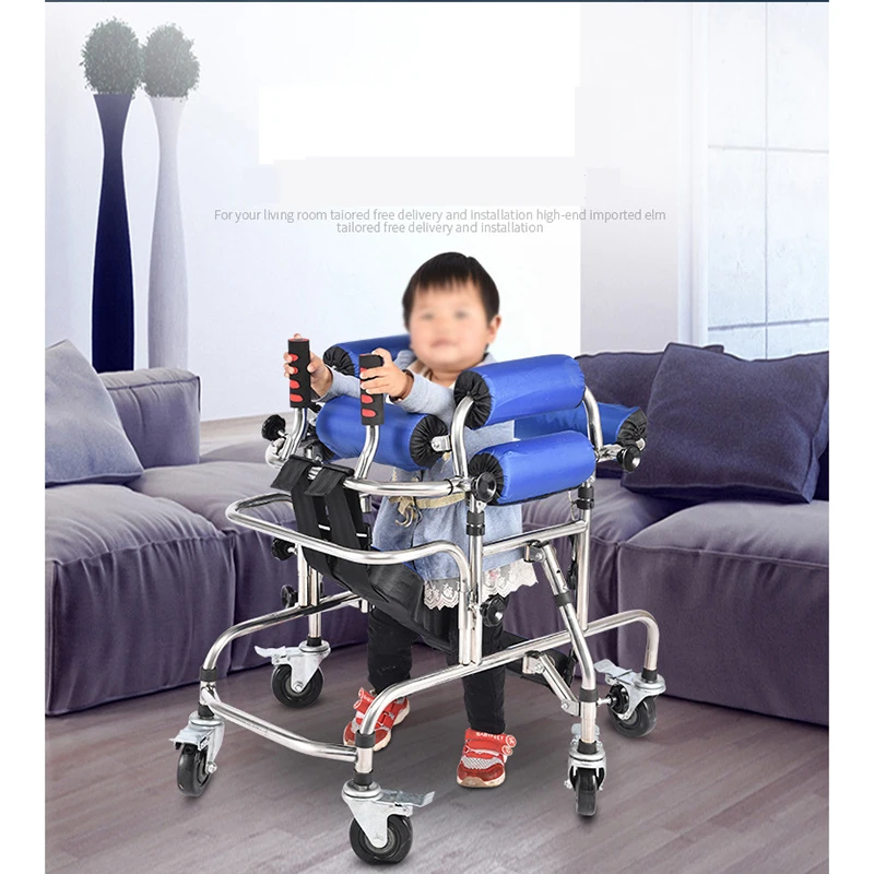 Adjustable anti-rollover assist lower limb walking hemiplegia gait trainer pediatric walker