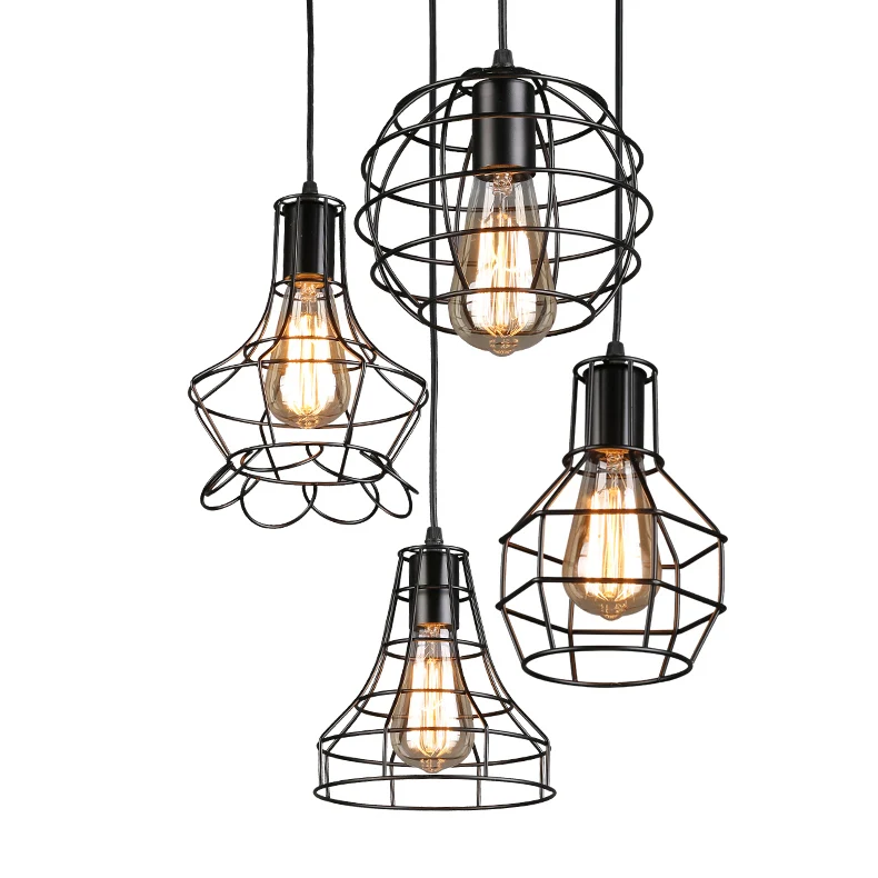 Iron Material Retro Pendant Lights E27 Base Loft Ceiling Light Modern Office Indoor Lighting Industrial Hanging Lamps Chandelier