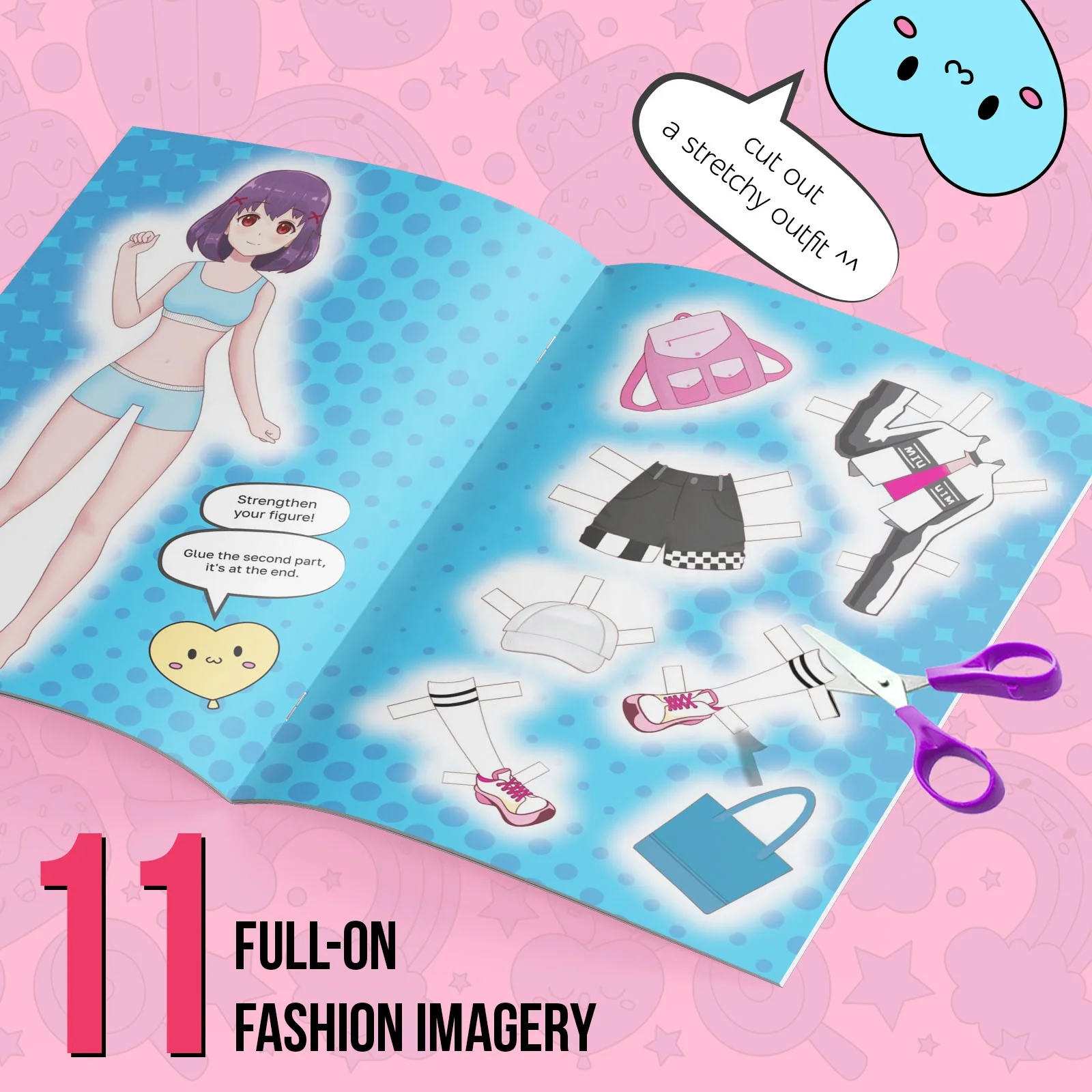 Anime paper doll cut and dress up book for kisd, Kawaii dress up your favourite character book for kids have fun