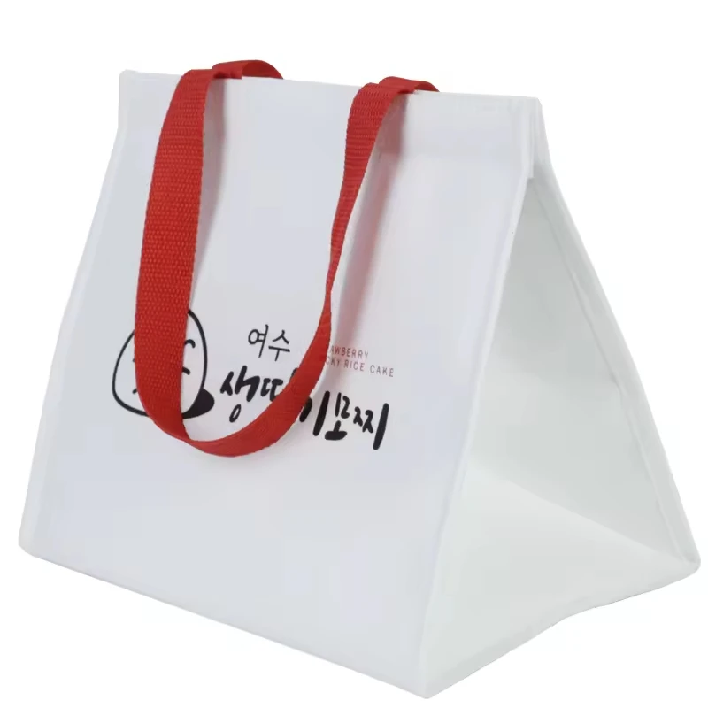 Promotion insulated food delivery bag lunch tote velcrow top insulated laminated nonwoven aluminum foil insulated bag