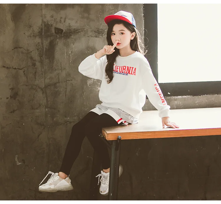 
2019 Autumn crew neck round collar sweatshirt oem girls sweatshirt children for sets 