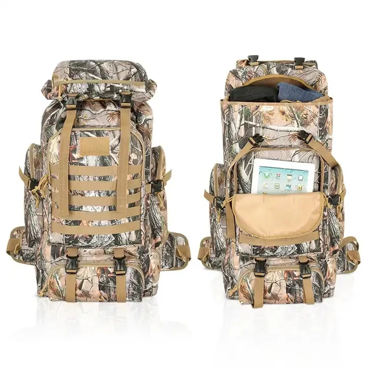 High Quality Customized Camouflage Color 65L Tactical Hiking Bags Sport Backpack Travel Bag