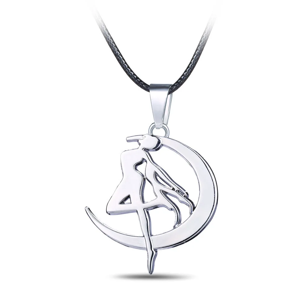 Animation accessories trend beautiful girl warrior moon hare with diamond moon magic wand five pointed starpink necklace