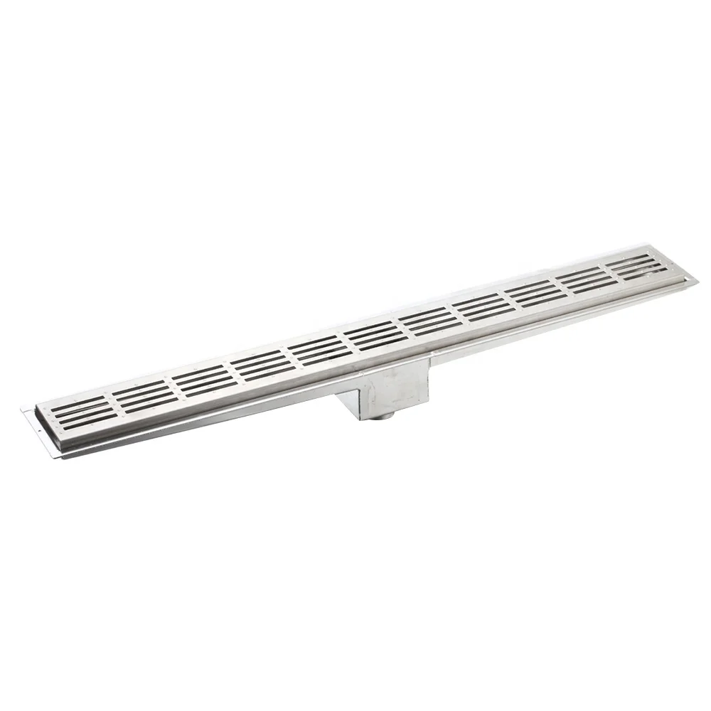 Watermark Vertical Structural Siphon Tiled On Flange Sloped Channel Base Linear Stainless Steel Shower Drain