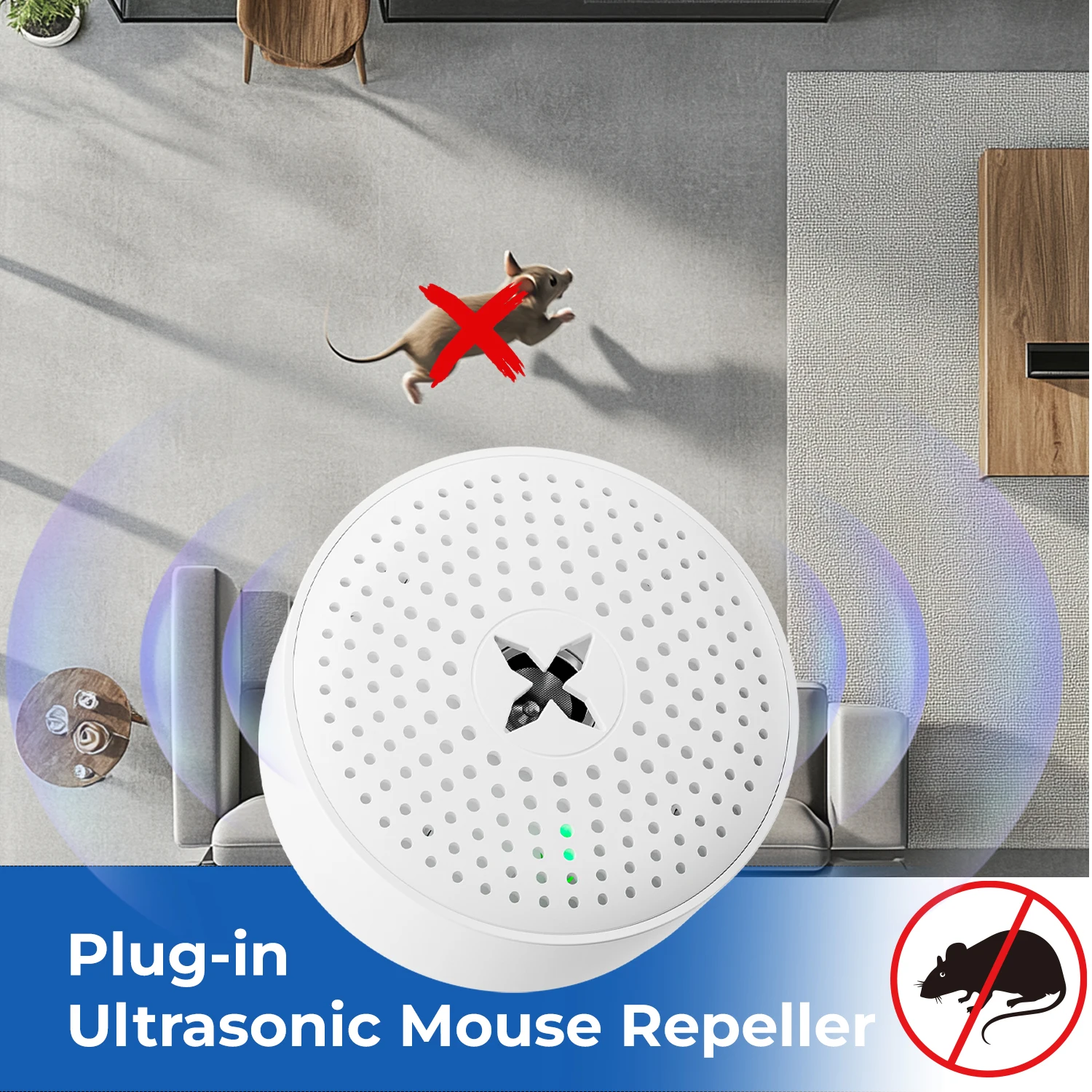 25Khz Ultrasonic Rodents Repeller Fire-Resistant Smart Pest Control for Mice Squirrel Truly Effective Plug in Mouse Repeller