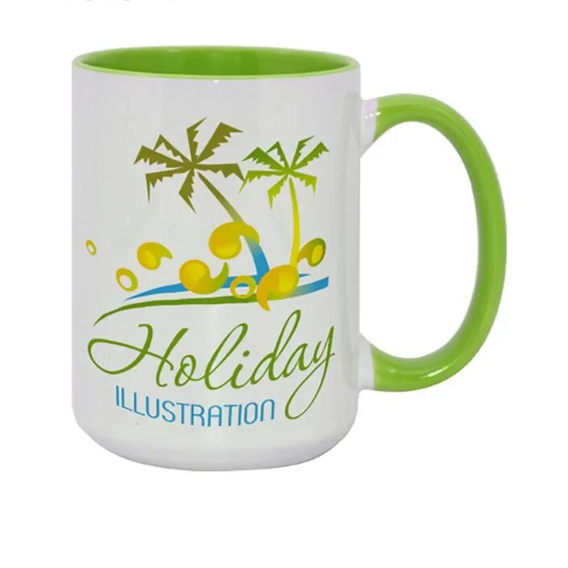 Customized DDP USA WAREHOUSE mug manufacture 15oz Porcelain White inner+ handle custom Logo  Ceramic Cup Coffee Mugs